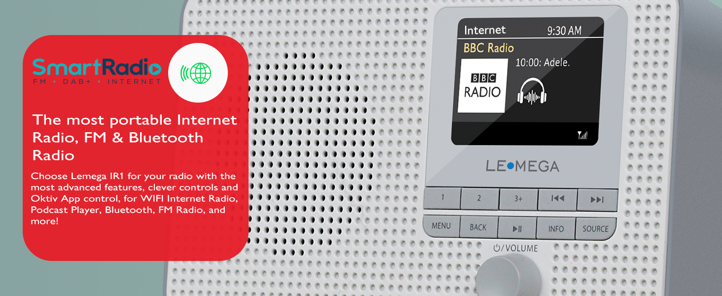 Portable Internet Radio, FM radio, Digital radio podcast player