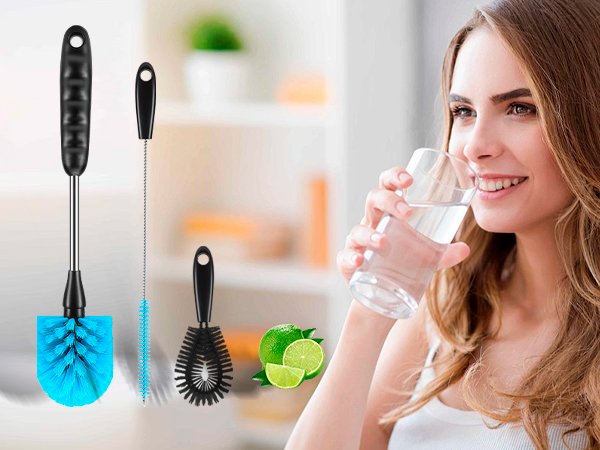 Bottle Brush Set of Three,Washable Coffee Cups, Water Bottles, Baby Bottles