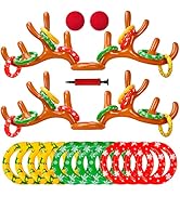 Max Fun Inflatable Reindeer Antler Ring Toss Christmas Party Game Hat for Xmas Holiday Party Supp...