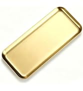 VCREATC Small Gold Tray, 8.7 Inch Stainless Steel Serving Tray, Rectangular Decorative Trinket Di...