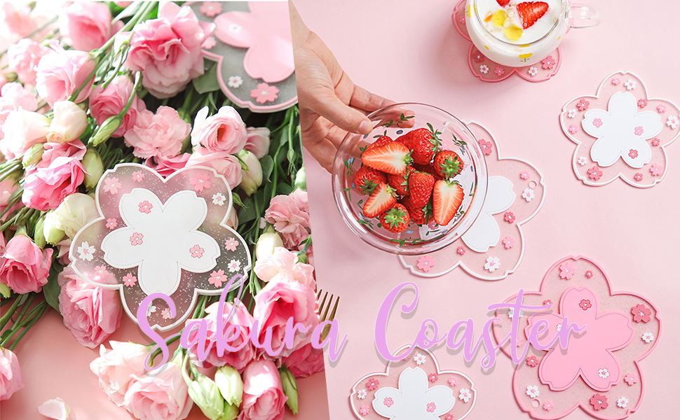 Sakura Coaster Kawaii Decor Sakura Flower Cup Mat