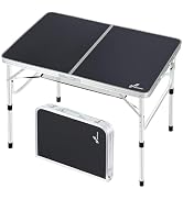 Sportneer Folding Table: Adjustable Height Camping Essentials 35.4" L x 23.6" W 2 Height with Mes...