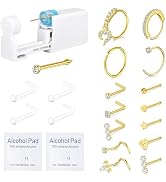 QWALIT Nose Piercing Kit Gold Nose Ring Piercing Kit Self Nose Piercing Kit at Home Nose Piercing...