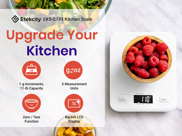 Etekcity EKS-C193 white kitchen scale, upgrades your kitchen!