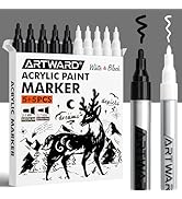 ARTWARD Black White Acrylic Paint Markers 10 Pack, 0.7mm Fine Tip & 3mm Medium Tip Acrylic Paint ...