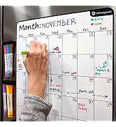 Large 13.5"x17.5" Dry-Erase Magnetic Monthly Calendar (Organizer/Planner) for Kitchen Fridge (Ful...