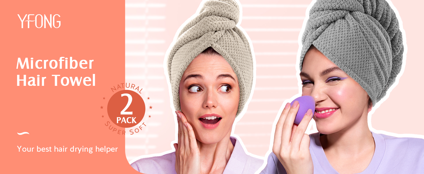 Microfiber Hair Towel Wrap Women Absorbent Quick Dry Hair Turban Wet Hair, Curly, Long, Thick