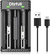 18650 Battery Charger, Dlypow 2 Bays Battery Charger with Auto-Charging Current for IMR/ICR Li-io...