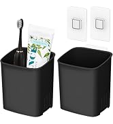2 Packs Wall Mounted Toothbrush Holders, Self Adhesive Bathroom Toothbrush Wall Holder for Electr...