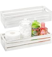 Noamus 2 Pack Bathroom Decor Box, Wooden Toilet Paper Holder, White Toilet Storage Basket, Toilet...