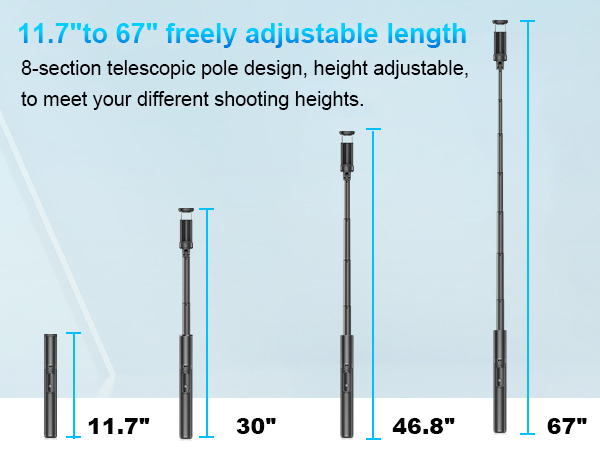 a tall to 67 freely adjustable length