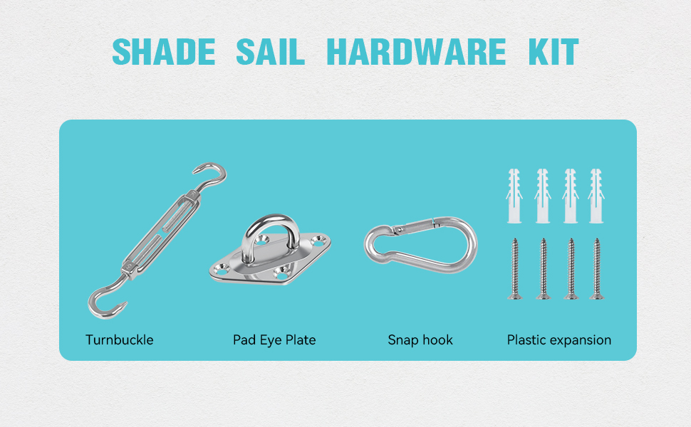 a diagram of the tools used to make shade sail hardware.