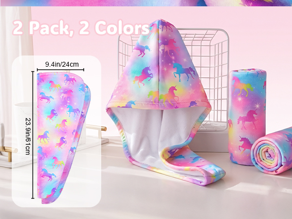 Microfiber Hair Towel Wrap for Kids 2 Pack