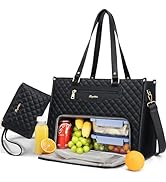 Bagstellar Lunch Tote Bag for Women, 15.6 Inch Laptop Work Bag with Insulated Lunch Box Compartme...