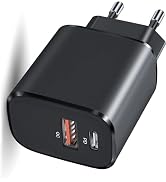 YSYFAD USB C Wall Charger, 2-Port USB C Power Supply 20W Charger, Black