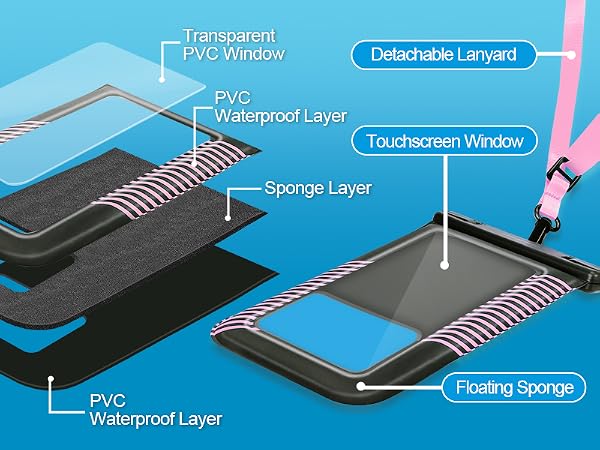 floating waterproof phone protector pouch iphone water case holder under water park pool Vacation