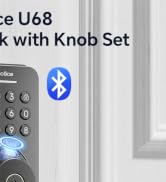 Ulecoce Fingerprint Keypad Deadbolt with Handle Set, Keyless Entry Door Lock, Door Locks for Fron...