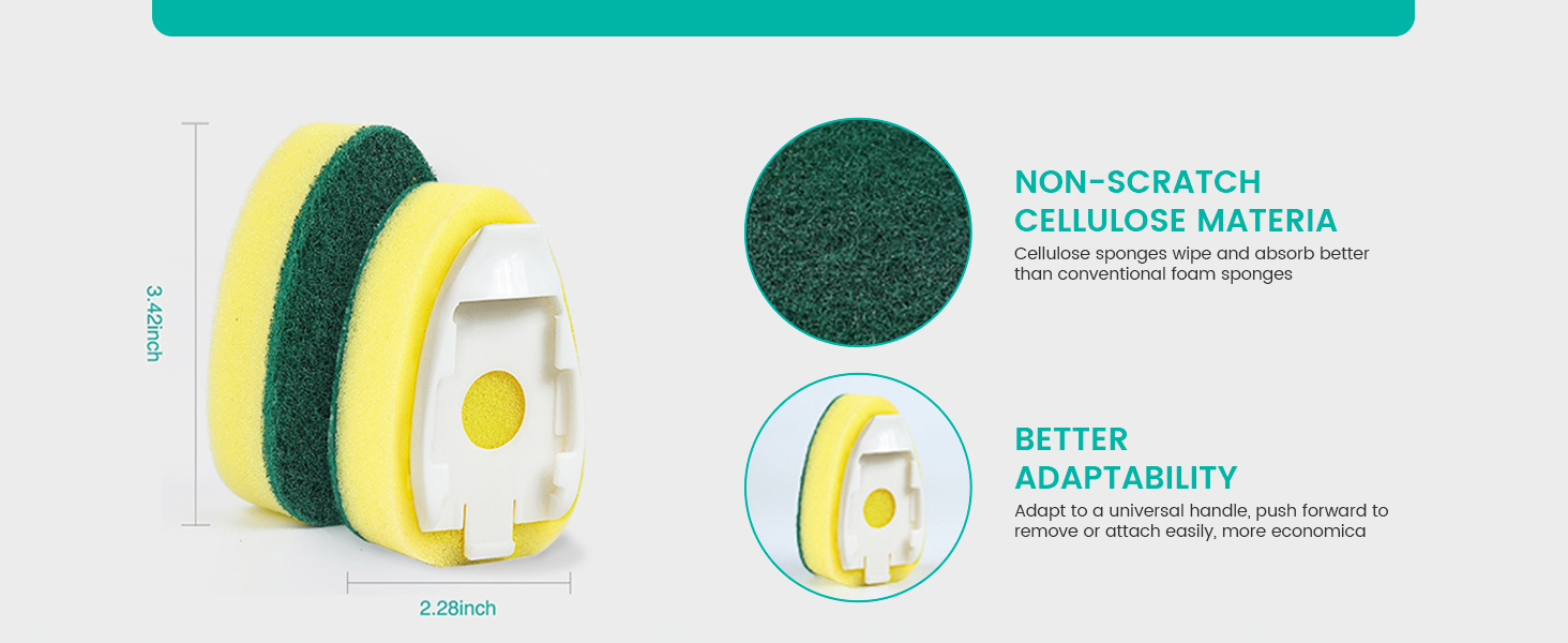 Dish Sponge Replacement Heads,Dish Wand Sponge Refill for Kitchen Cleaning