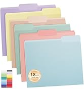 Color File Folders, 1/3-Cut Tabs, Letter Size, 6 Colors Organizer File Folders for School Home Of...
