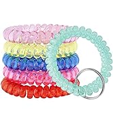 BIHRTC Pack of 6 Colorful Flexible Spiral Coil Stretchable Spring Wristband Key Ring Plastic Spri...