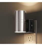 L LOHAS LED Night Light, Night Lights Plug into Wall, 1-Pack, Smooth Silver Glossy Plating Metal-...