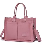 ALUWU Large Canvas Tote Bag for Women With Pockets Crossbody Handbags for Work