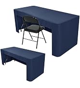 Nasitos 2 Pack Navy 6ft Table Cloth Fitted-Open Back Folding Table Cover Washable Fabric and Wrin...