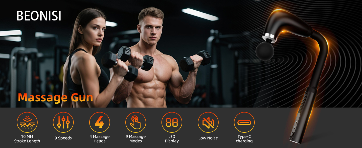 Massage Gun with Upgraded Extension Handle, Back Massage Gun Deep Tissue