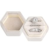 MFXIP Velvet 3 Slots Jewelry Ring Box Engagement Wedding Box Keepsake Box Bridal Photo Ring Tripl...