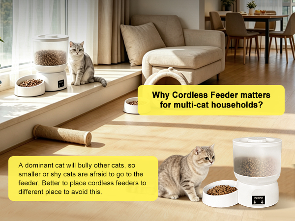 Darlipet cordless automatic cat feeder matters for multi-cat households