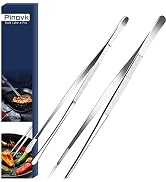 Pinovk 2 Pcs 12-Inch Fine Tweezer Tongs,Extra-Long Stainless Steel Tweezers Tongs for Food