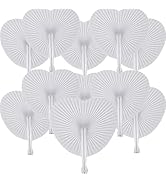 Bestage 60 Packs Decorative Paper Folding Hand Fans Handheld,White Heart Wedding Foldable Fans Ch...
