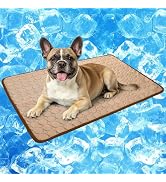 Dog Cooling Mat, Breathable Cooling Mat for Dogs Washable Cold Crate Pad Cooling Dog Bed, Non-Sli...