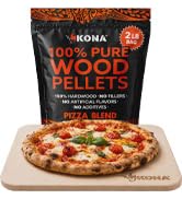 Kona Wood-Fired Pizza Bundle – 2 lb Pizza Blend Smoker Pellets & 15" x 12" Cordierite Pizza Stone...