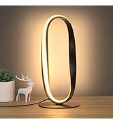 NUÜR Circle LED Table Lamp, 3 Color Temperatures Bedside Lamp for Living Room, Stepless Dimmable ...