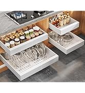 Seinloes 4Pack Expandable Pull Out Cabinet Organizer 21"Deep with Raising Pad for Framed Cabinets...