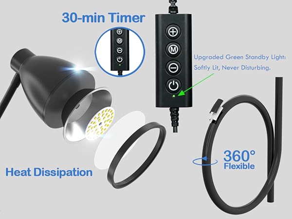 Desk Lamp Reading Light LED Clamp Lamp Flexible Gooseneck Clip on Light for Bed Bedside