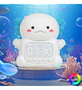 Aokpsrt Axolotl Alarm Clock with Night Light for Kids, Rechargeable Silicone Lamp Time to Wake Cl...