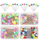 Fteven 400Pcs Flat Head Straight Pins Kits, Sewing Flat Head Pins Set, Colored Head Sewing Pins Q...