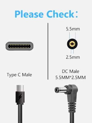 aptop Charging Cable PD Line Type C to DC 5.5x2.5mm Notebook Charging Cable for Laptop 12V