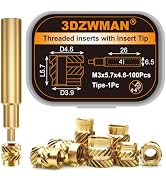 M3 Press in Threaded Inserts for plastic-100Pcs M3x5.7x4.6 with Heat Set Insert Tools-Brass Metri...