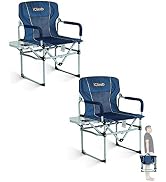 iClimb Heavy Duty Compact Camping Folding Mesh Chair with Side Table and Handle