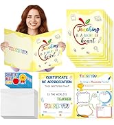 BeYumi Giant Teacher Greeting Cards - 6Pcs Big Teacher Appreciation Thank You Cards Set with Enve...