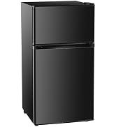 Sweetcrispy 3.2 Cu.Ft Mini Fridge with Freezer, 2 Door Small Refrigerator with Adjustable Thermos...