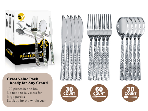 120 Pcs Disposable Cutlery Set