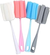 Bottle Brush Sponge 4PCS Cup Washer Brush Long Handle Cleaner Brush for Baby Bottle Glasswares Mu...