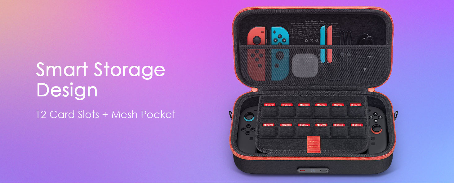 Nintendo switch 2 charging travel case carrying battery charger wireless cordless bag