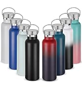 Neihepal 20 oz Insulated Water Bottles Bulk 8 Pack,Stainless Steel Double Wall Sport Bottle with ...