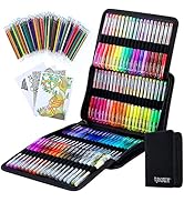 TANMIT Glitter Gel Pens, 160 Pack Glitter Pen with Case for Adults Coloring Books, Artist Colored...