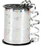 Shiny Silver Ribbon,3/16 inch x 500 Yards Metallic Silver Curling Ribbon for New Year Gifts Wrapp...